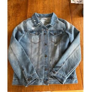Epic Threads Button Up Distressed Blue Denim Jacket Women's Size Large